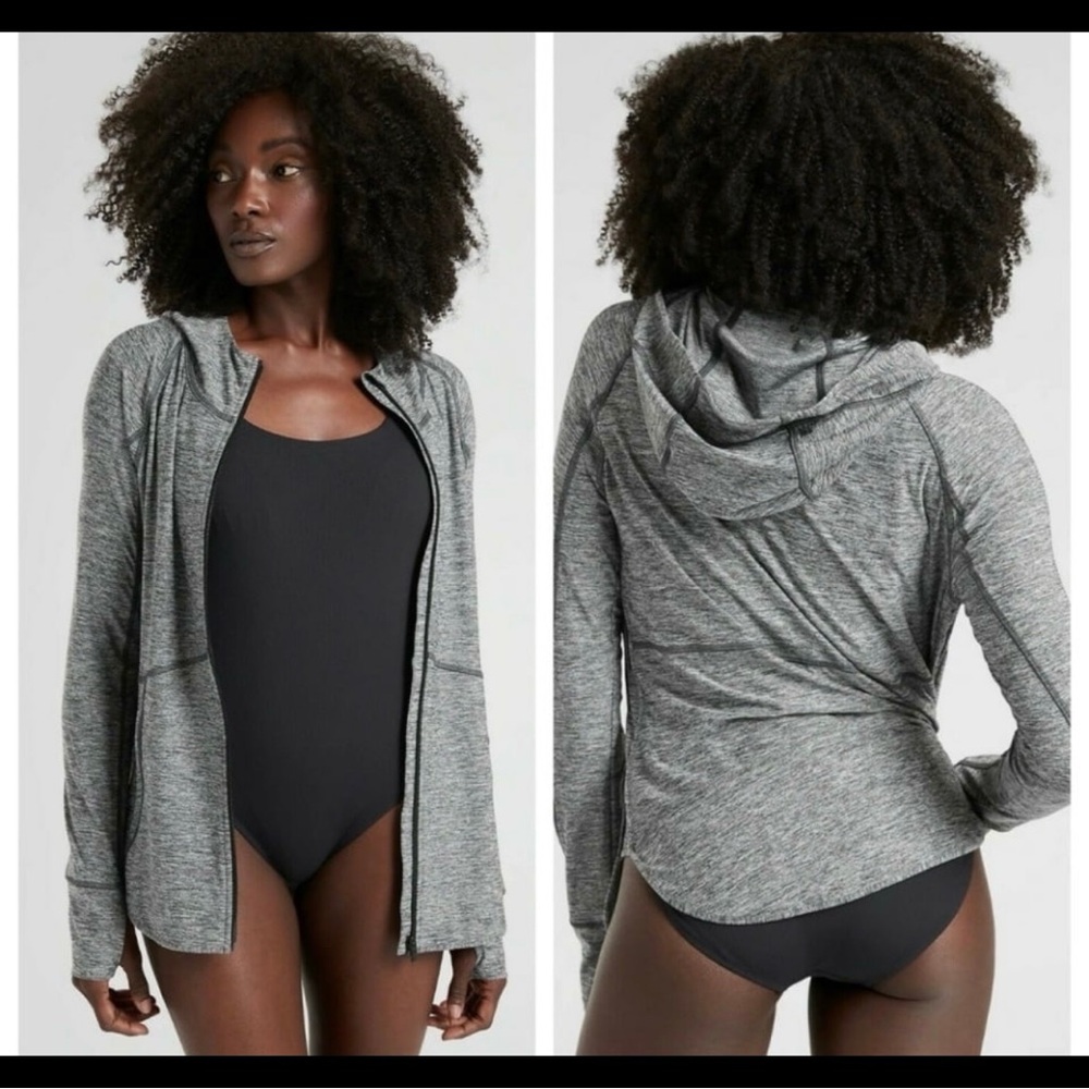 Athleta Heather Baja UPF jacket Activewear Long Sleeve‎ Hoodie Gray Medium